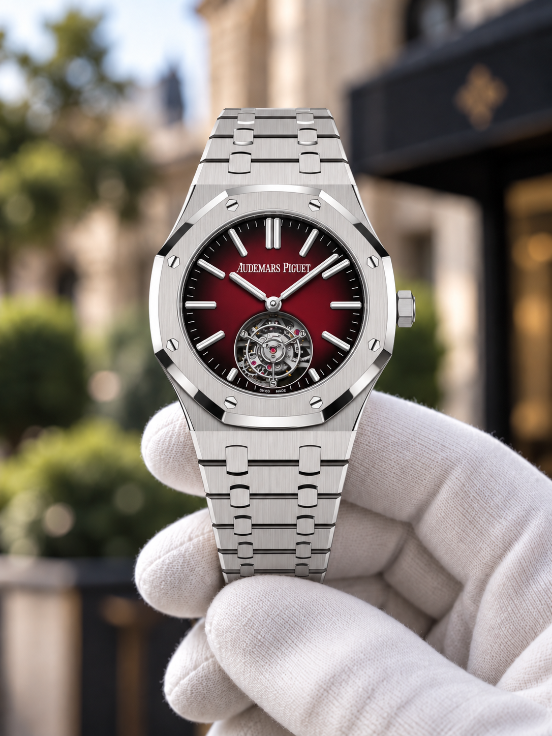 Audemars Piguet Royal Oak Tourbillon — Steel / Burgundy