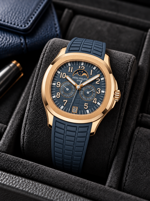 Aquanaut-inspired Blue-Grey Annual Calendar on presentation cushion